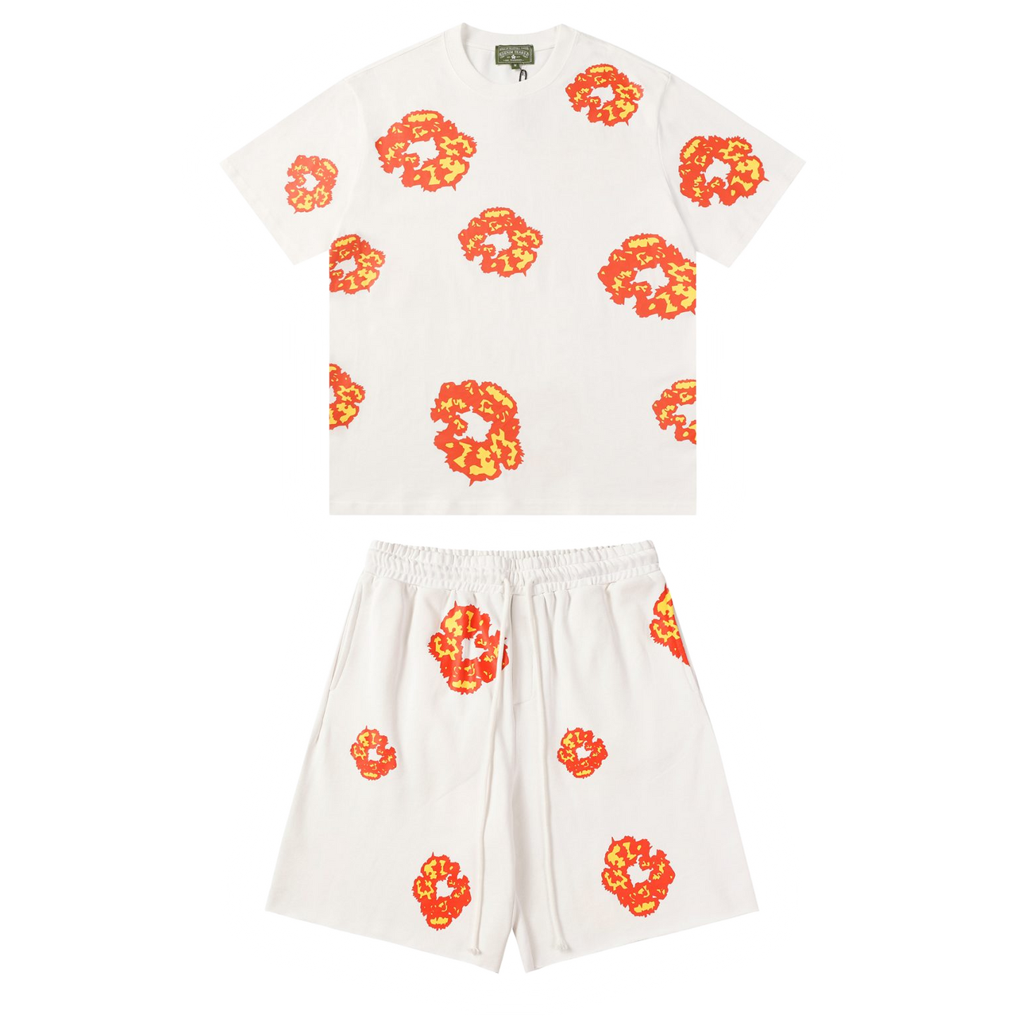 Denim Tears White-Orange Short Set